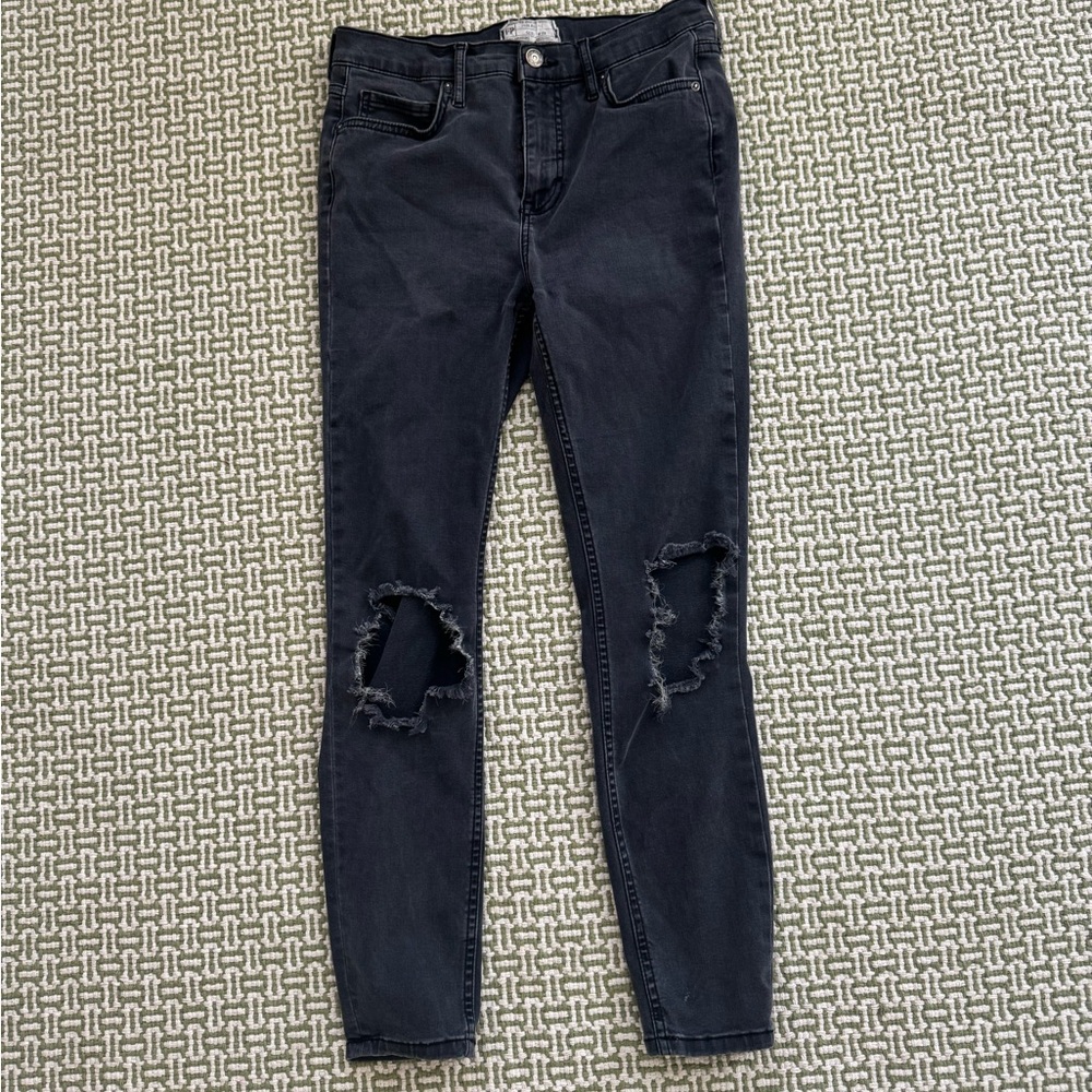 Free People Black Distressed Skinny Jeans